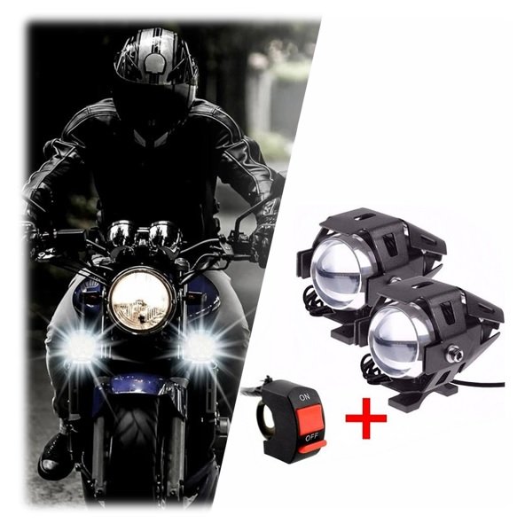 Kit Farol Auxiliar U5 Moto Branco - IronSheep