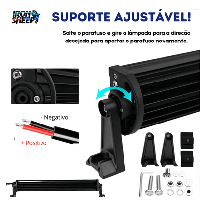 Barra LED Curva 96 CREE 288W 6000K Off Road 127cm Bivolt (medidas: 127cm x 10cm x 8,55cm)