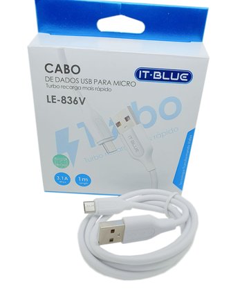 CB-USB-836 - Cabo USB p/ microUSB 3.1A 1m Comprimento