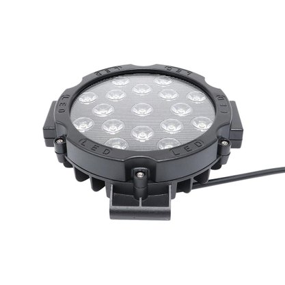 Farol Redondo Off Road 17 LEDs 51W Mascara Negra Bivolt-12v/24v (diametro:18cm)