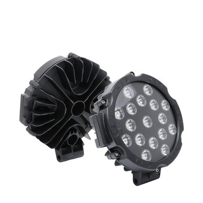 Farol Redondo Off Road 17 LEDs 51W Mascara Negra Bivolt-12v/24v (diametro:18cm)