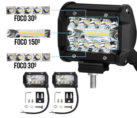 Farol Auxiliar 20 SMD 60W 6000K Bivolt Vclear (L:10cm x A:8cm x P:7cm)