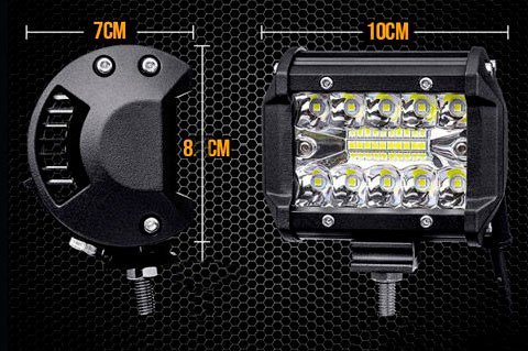 Farol Auxiliar 20 SMD 60W 6000K Bivolt Vclear (L:10cm x A:8cm x P:7cm)