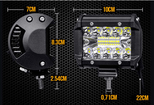Farol Off Road LED SMD 60W 12-24V 6000K (L:10cm x A:8,1cm x P:7cm)