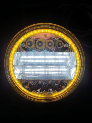 Farol Auxiliar Redondo 32 Leds 72W 12/24V c/ Angel Eyes Cinoy (diametro 11,3 x 3,5 espessura)
