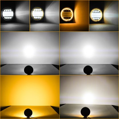 Farol Auxiliar Redondo 32 Leds 72W 12/24V c/ Angel Eyes Cinoy (diametro 11,3 x 3,5 espessura)