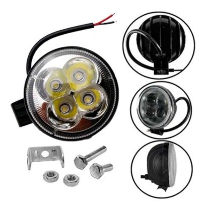 Farol Auxiliar 4 Led 12W 10-30V Cinoy (Diâmetro 8cm)
