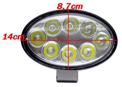 Farol Led 8 CREE Oval 24W 9V-36V (8,7 x 14cm)