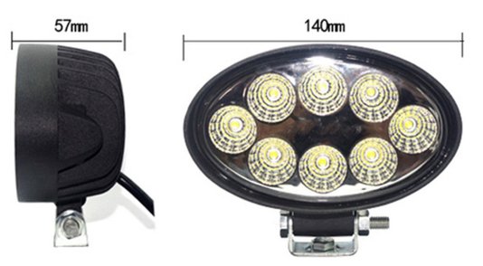 Farol Led 8 CREE Oval 24W 9V-36V (8,7 x 14cm)