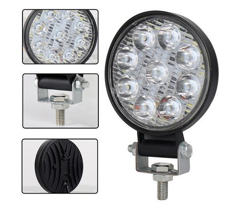 Farol SPOT OFF ROAD 9 Leds 27W Bivolt (diametro 11,4cm espessura 2,5cm) Standard