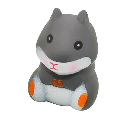 Hamster Decorativo Cinza c/ Óculos e Corrente Amarelo (sem capacete)
