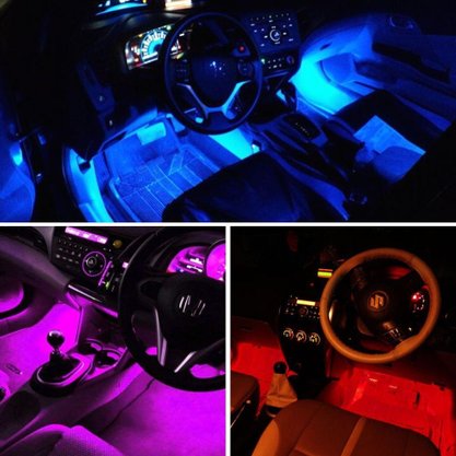 Kit 4 Barras Led c/ Controle 12V Sincronizada 7 Cores Função Ritmo da Música