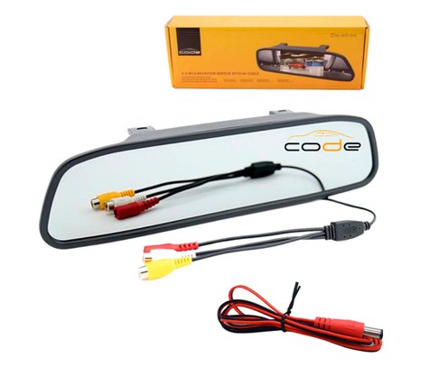 Kit Retrovisor/Espelho Tela 4.3 c/ Camera de Ré Borboleta CODE 12V