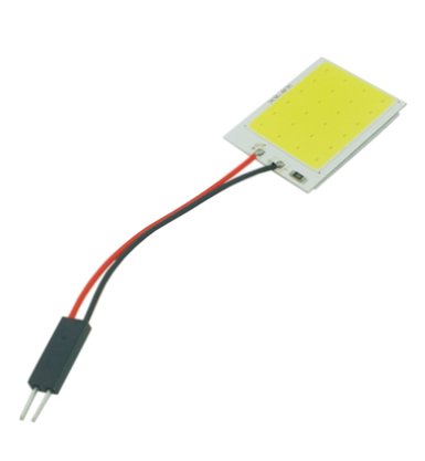 Led Placa 24 COB Branco 24V c/ 2 Conectores T10 e Torpedo (2,5cm X 3,5cm)