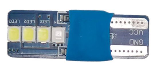 Led T10 8 2835 SMD 12V Branco (liga 3 segundos azul)