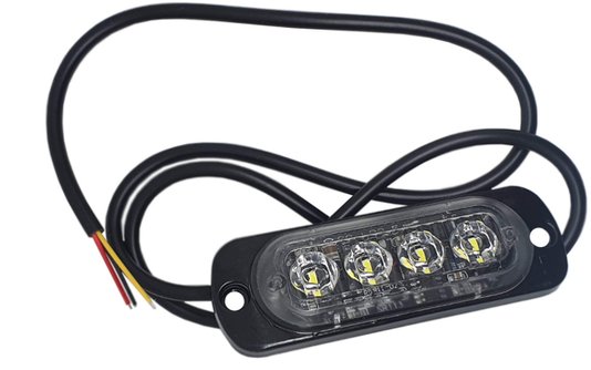 Led Estrobo 4 CREE Multifunção Luz Branca 6.000K Luz Contínua + 16 Funções IP65 12V 10mm Aluminio