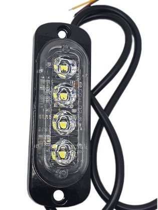 Led Estrobo 4 CREE Multifunção Luz Branca 6.000K Luz Contínua + 16 Funções IP65 24V 10mm Aluminio