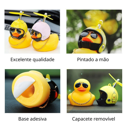 Pato Decorativo c/ Óculos e Corrente Amarelo (sem capacete)