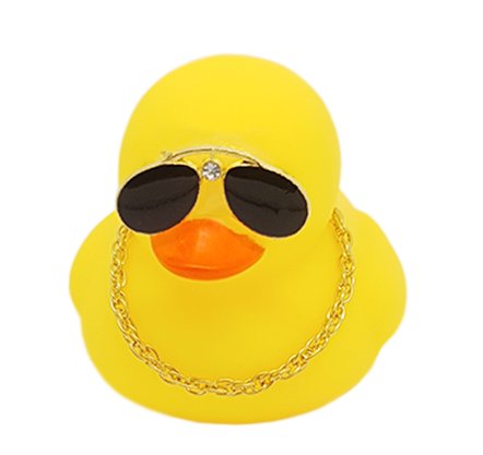 Pato Decorativo c/ Óculos e Corrente Amarelo (sem capacete)