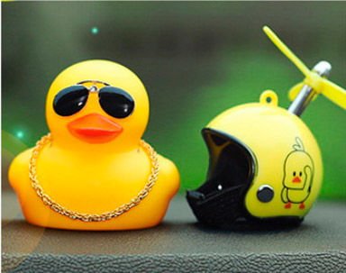 Pato Decorativo c/ Óculos e Corrente Amarelo (sem capacete)