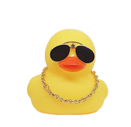 Pato Decorativo c/ Óculos e Corrente Amarelo (sem capacete)