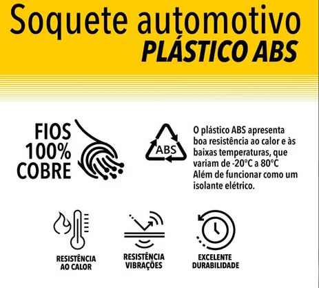 Soquete T10/Esmagada/Pingo Plástico ABS c/ Fio