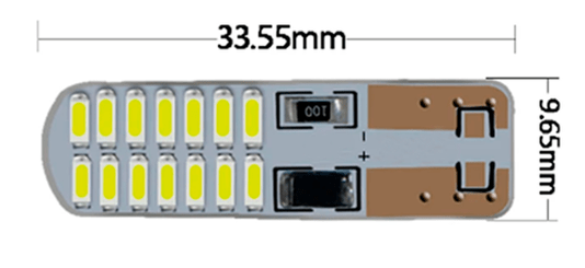 T10 Esmagada 24 3014 Silicone Ambar 12V