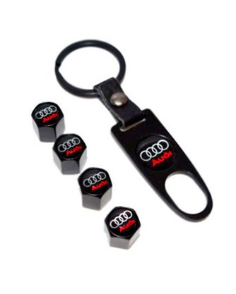 Tampa de Válvula/Bico/Ventil Audi Preta c/ Chaveiro