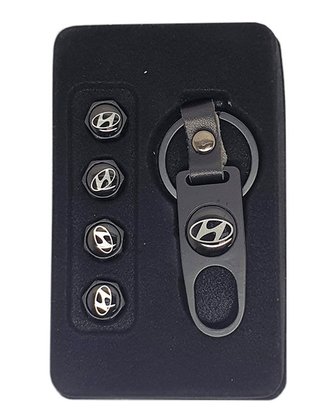 Tampa de Válvula/Bico/Ventil HYUNDAI Preta c/ Chaveiro