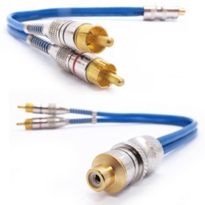 Cabo 5mm Y RCA Prime Plug Metal Azul 1 Fêmea e 2 Machos Svart Techone