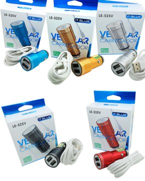 CVT-CABOUSB - Carregador Veicular Turbo 12V-24V 2 USB 3.4A Aluminio c/ Cabo