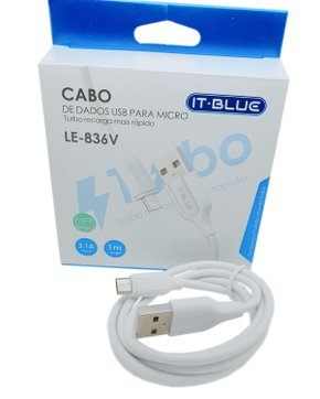 CB-USB-836 - Cabo USB p/ microUSB 3.1A 1m Comprimento