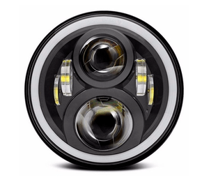 Farol Led Redondo 30/60W c/ Angel Eyes DRL Alta/Baixa 6000K Bivolt 10-30V (Diametro 18cm)