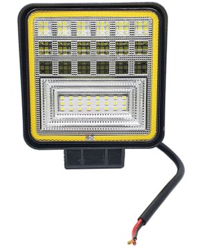 Farol Auxiliar Quadrado 42 SMD 138W 6500K c/ Angel Eyes Estrobo Bivolt (medida 10,5 x 10,5cm)