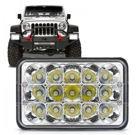 Farol Auxiliar Retangular 15 Leds 45W 10-30V Alta/Baixa Cinoy (medidas:A:11cm x L:17cm x P:8cm)