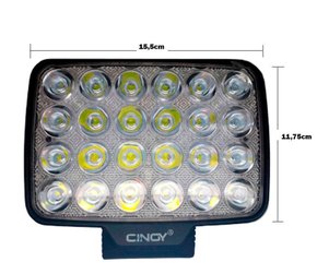 Farol Retangular 24 Leds 72W Bivolt 6000K (L:15,5cm x A:11,75cm x P:6,5cm) Cinoy