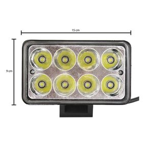 Farol Auxiliar Retangular 8 Led 24W 10-30V Cinoy (medidas: A:8cm x L:15cm x P:6cm)