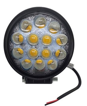 Farol Spot OFF ROAD 14 Leds 42W 4D BIVOLT Amarelo (diametro 11,4cm, espessura 4cm)