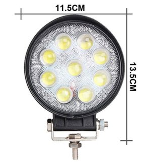 Farol SPOT OFF ROAD 9 Leds 27W Bivolt (diametro 11,4cm espessura 2,5cm) Standard