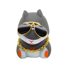 Hamster Decorativo Cinza c/ Óculos e Corrente Amarelo (sem capacete)