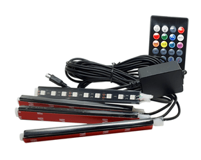 Kit 4 Barras Led c/ Controle 12V Sincronizada 7 Cores Função Ritmo da Música