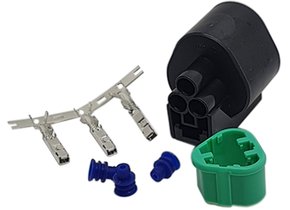 KIT Conector 3 Vias FEMEA Preto c/ Trava Verde L-19/2K