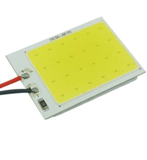 Led Placa 24 COB Branco 24V c/ 2 Conectores T10 e Torpedo (2,5cm X 3,5cm)
