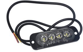 Led Estrobo 4 CREE Multifunção Luz Branca 6.000K Luz Contínua + 16 Funções IP65 12V 10mm Aluminio