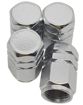 Tampa Bico Ventil Prata Hexagonal