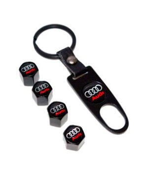 Tampa de Válvula/Bico/Ventil Audi Preta c/ Chaveiro