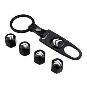 Tampa de Válvula/Bico/Ventil Citroen Preta c/ Chaveiro