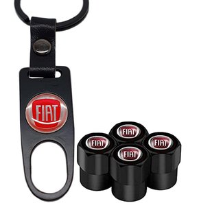 Tampa de Válvula/Bico/Ventil FIAT Preta c/ Chaveiro