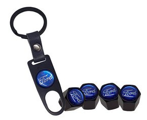 Tampa de Válvula/Bico/Ventil FORD Preta c/ Chaveiro