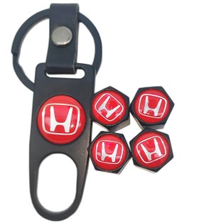 Tampa de Válvula/Bico/Ventil Honda SI Vermelho/Preto c/ Chaveiro